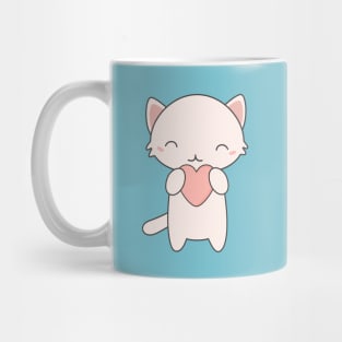 Kawaii Cute Cat With Heart T-Shirt Mug